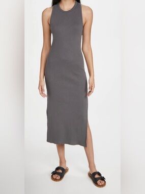 Rag & Bone Essential Rib Muscle Dress Gray Organic Pima Cotton Maxi Dress Large